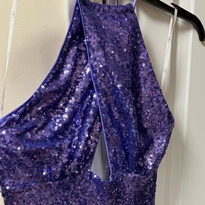 Sequence Mermaid Halter Dress Periwinkle Med